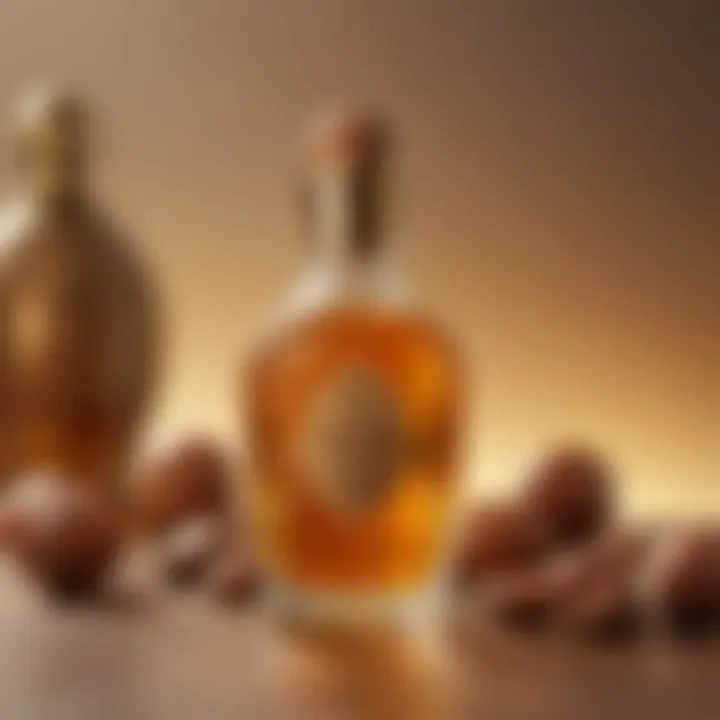 Luxurious bottle of argan oil showcasing its golden hue