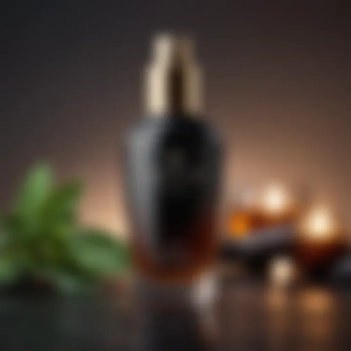 Close-up view of Vegamour Advanced Hair Serum bottle showcasing its elegant design
