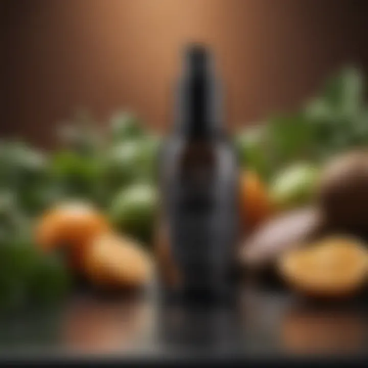 Illustration of key ingredients found in Vegamour Advanced Hair Serum with labels