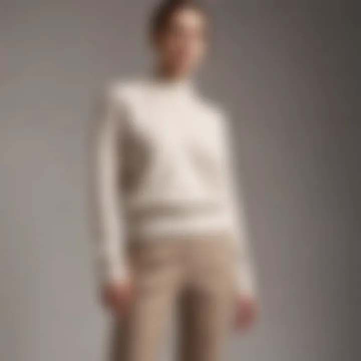 Minimalist outfit featuring a light wool sweater and high-waisted trousers