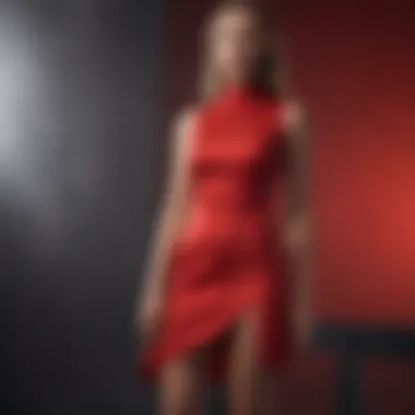 Vibrant red mini dress with asymmetrical hem