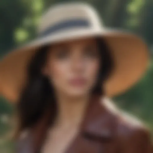 Elegantly styled waterproof brimmed hat in a natural setting