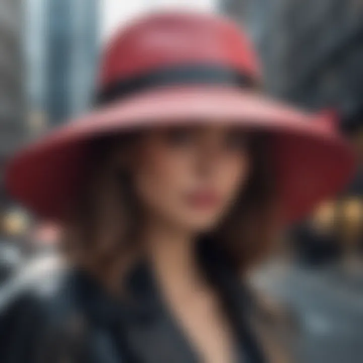 Waterproof brimmed hat showcased in a modern urban environment