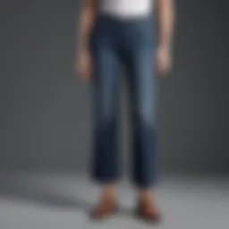 A stylish pair of ankle-length wide leg jeans showcased on a minimalist backdrop.