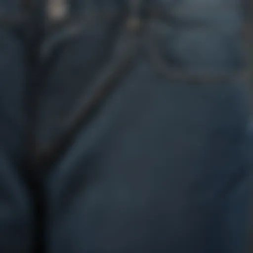 A close-up of the fabric texture of wide leg soft denim jeans, showcasing its softness and quality.