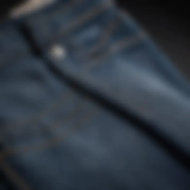 An eco-friendly label on a pair of wide leg soft denim jeans, emphasizing sustainability in fashion.