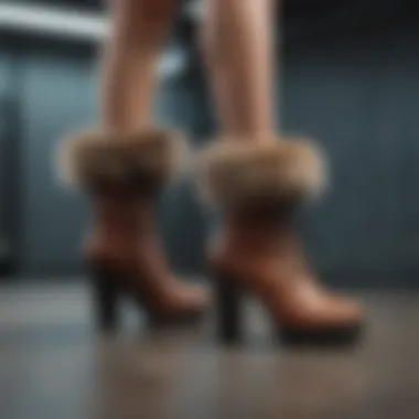 Trendy Faux Fur Trimmed Heel Boots Fashionable Heel Boots with Faux Fur Trim